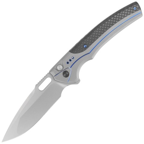 Nóż składany WE Knife Exciton LE No 184/205 Gray Titanium / Twill Carbon Fiber, Silver Bead Blasted CPM 20CV (WE22038A-3) WE Knife
