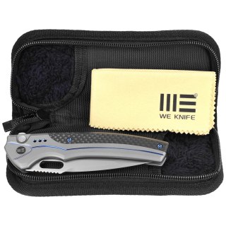 Nóż składany WE Knife Exciton LE No 184/205 Gray Titanium / Twill Carbon Fiber, Silver Bead Blasted CPM 20CV (WE22038A-3) WE Knife