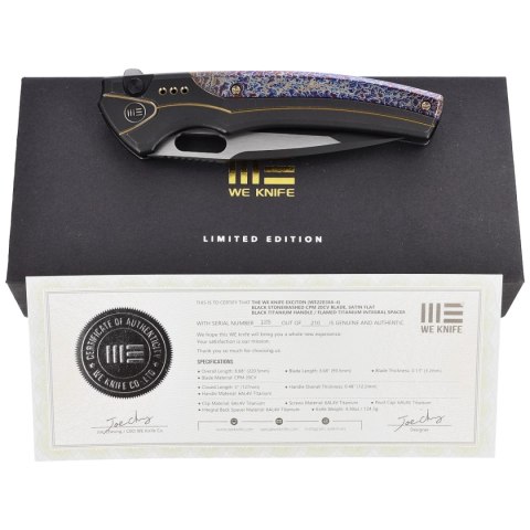 Nóż składany WE Knife Exciton LE No 185/210 Black / Flamed Titanium, Two Tone CPM 20CV (WE22038A-4) WE Knife