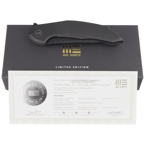 Nóż składany WE Knife Merata LE No 167/205 Black Titanium, Black Stonewashed CPM 20CV by Anton Tkachenko (WE22008A-1) WE Knife