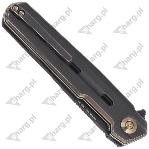 Nóż składany WE Knife Navo Bronze / Black Titanium, Black Stonewashed CPM 20CV by Ostap Hel (WE22026-3) WE Knife
