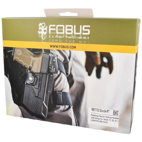 Kabura Fobus Obrotowa płetwa, Glock 17, 22, 31 + Latarki i jednostki ochrony laserowej (RBT17G2 Bundle RT) Fobus