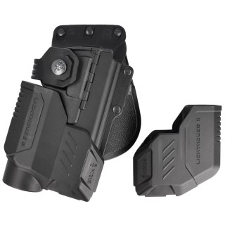 Kabura Fobus Obrotowa płetwa, Glock 19, 19X, 23 (Wykluczone 23 i 22 Gen 5), 32, 45 kabura taktyczna + Latarki i jednostki ochron Fobus