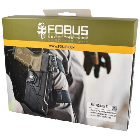 Kabura Fobus Obrotowa płetwa, Glock 19, 19X, 23 (Wykluczone 23 i 22 Gen 5), 32, 45 kabura taktyczna + Latarki i jednostki ochron Fobus