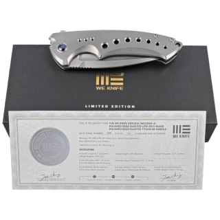 Nóż WE Knife Nexusia LE No 098/155 Bead Blasted Titanium, Bead Blasted CPM 20CV (WE22044-4) WE Knife