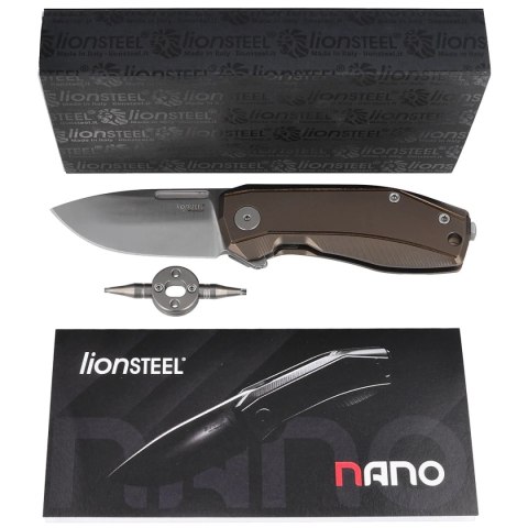 Nóż składany LionSteel Nano Bronze Titanium, Satin MagnaCut (NA01 BR) LionSteel