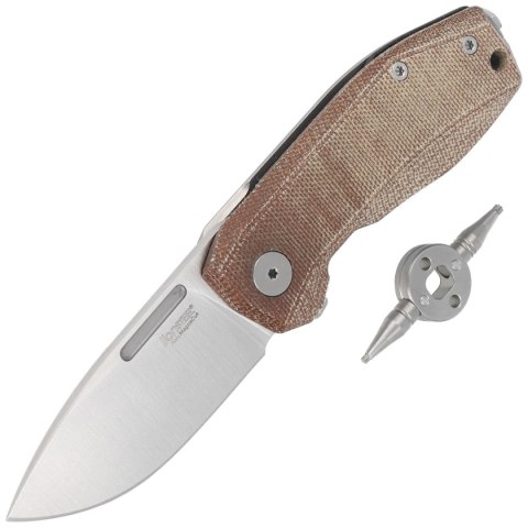 Nóż składany LionSteel Nano Natural Canvas Micarta, Satin MagnaCut (NA01 CVN) LionSteel