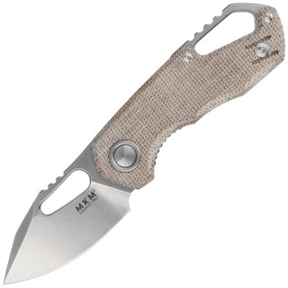 Nóż składany MKM Isonzo Clip Point Natural Canvas Micarta, Stonewashed M390 by Jesper Voxnæs (MK FX03M-3NC) MKM - Maniago Knife Makers