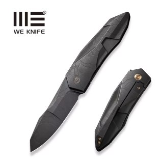 Nóż składany WE Knife Solid Black Stonewashed Etching Pattern Titanium, Black Stonewashed Etching CPM 20CV by Gustavo T. Cecchin WE Knife