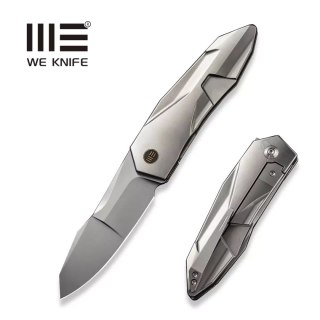 Nóż składany WE Knife Solid Polished Bead Blasted Titanium, Polished Bead Blasted CPM 20CV by Gustavo T. Cecchini (WE22028-2) WE Knife