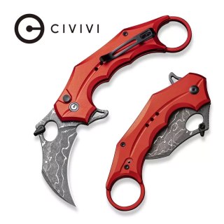 Nóż składany karambit Civivi Incisor II Red Aluminium, Stonewashed Damascus (C16016B-DS1) Civivi by WE Knife