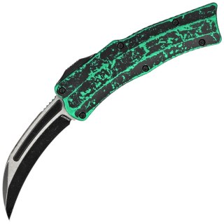 Nóż automatyczny OTF Heretic ROC SE Breakthrought Toxic Green Aluminium, Two Tone Battleworn Black MagnaCut by Tony Marfione Jr. Heretic Knives
