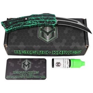 Nóż automatyczny OTF Heretic ROC SE Breakthrought Toxic Green Aluminium, Two Tone Battleworn Black MagnaCut by Tony Marfione Jr. Heretic Knives