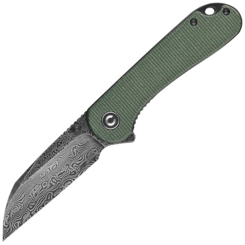 Nóż składany Civivi Elementum Wharncliffe Green Canvas Micarta, Black Hand Rubbed Damascus (C18062AF-DS1) Civivi by WE Knife