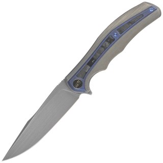 Nóż składany WE Knife Zonda Gray Hand Rubbed Titanium / Marble Carbon Fiber, Gray Hand Rubbed CPM 20CV by Kellen Bogardus (WE220 WE Knife