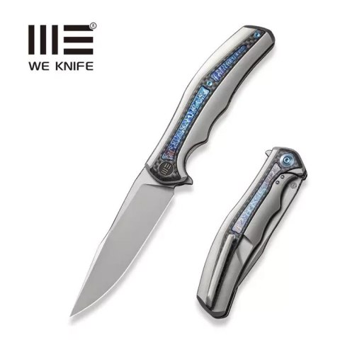 Nóż składany WE Knife Zonda Gray Titanium / Twill Carbon Fiber, Silver Bead Blasted CPM 20CV by Kellen Bogardus (WE22016-2) WE Knife