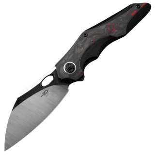 Nóż składany Bestech Nogard Black Titanium/Black Red Marblee Carbon Fiber, Satin/Black Stonewashed M390 by Kombou (BT2105D) Bestech Knives