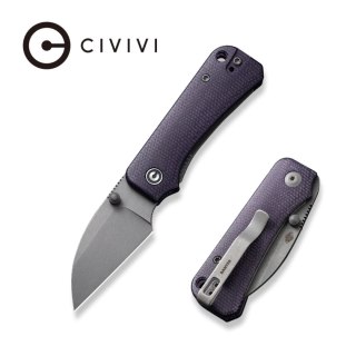 Nóż składany Civivi Baby Banter Wharncliffe Purple Canvas Micarta, Grey Stonewashed Nitro-V by Ben Petersen (C19068SC-2) Civivi by WE Knife