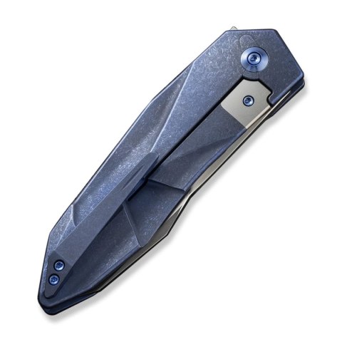 Nóż składany WE Knife Solid Blue Titanium, Polished Bead Blasted CPM 20CV by Gustavo T. Cecchini (WE22028-4) WE Knife