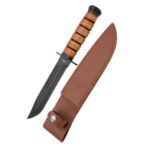 Nóż Third Decor Habitat USMC Ka-Bar Style Brown Leather, Black Blade (11593) Decor Habitat