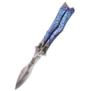 Nóż motylkowy Third Decor Habitat Balisong 3D Imit. Damascus Stainless Steel, Imit. Damascus (K2818DC) Decor Habitat