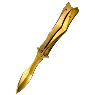 Nóż motylkowy Third Decor Habitat Balisong Gold Titanium Stainless Steel, Gold Titanium 420 (K2818D) Decor Habitat