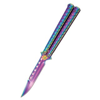 Nóż motylkowy Third Decor Habitat Balisong Rainbow Stainless Steel, Rainbow 420 (16071W) Decor Habitat