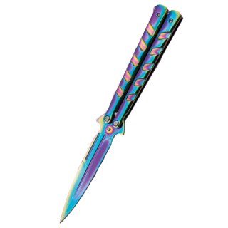 Nóż motylkowy Third Decor Habitat Balisong Rainbow Stainless Steel, Rainbow 420 (16100W) Decor Habitat