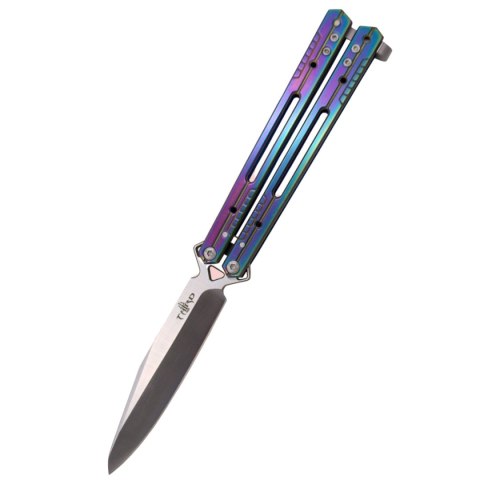 Nóż motylkowy Third Decor Habitat Balisong Rainbow Titanium Stainless Steel, Satin 420 (K2920W) Decor Habitat