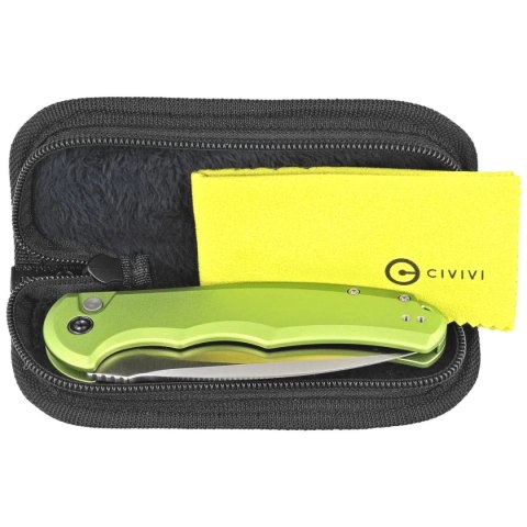 Nóż składany Civivi Button Lock Praxis Lime Green Aluminium, Satin Nitro-V (C18026E-3) Civivi by WE Knife