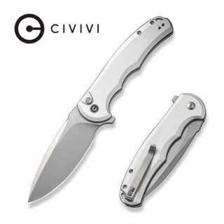 Nóż składany Civivi Button Lock Praxis Silver Aluminium, Satin Nitro-V (C18026E-2) Civivi by WE Knife