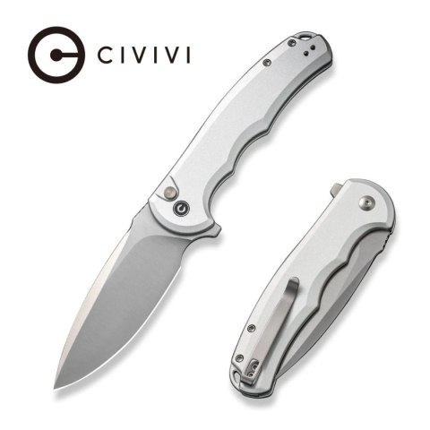 Nóż składany Civivi Button Lock Praxis Silver Aluminium, Satin Nitro-V (C18026E-2) Civivi by WE Knife