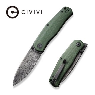 Nóż składany Civivi Sokoke Green Canvas Micarta, Black Hand Rubbed Damascus by Ray Laconico (C22007-DS2) Civivi by WE Knife