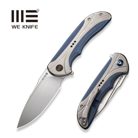 Nóż składany WE Knife Equivik Blue/Polished Bead Blasted Titanium, Hand Rubbed Satin CPM 20CV (WE23020-3) WE Knife