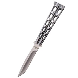 Nóż treningowy motylkowy Third Decor Habitat Balisong Silver Stainless Steel, Satin 420 (K2919BX) Decor Habitat