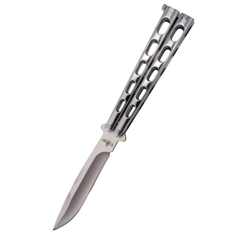Nóż treningowy motylkowy Third Decor Habitat Balisong Silver Stainless Steel, Satin 420 (K2919BX) Decor Habitat