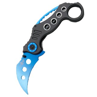 Nóż treningowy składany Third Decor Habitat K7104BL Training Karambit Black Aluminium, Blue 420 Decor Habitat