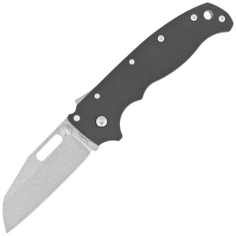 Demko AD20.5 Shark Foot Knife Black Peel Ply G10, Stonewashed D2 by Andrew Demko (205-D2-BLKPPG10-SF) Demko Knives