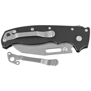 Demko AD20.5 Shark Foot Knife Black Peel Ply G10, Stonewashed D2 by Andrew Demko (205-D2-BLKPPG10-SF) Demko Knives