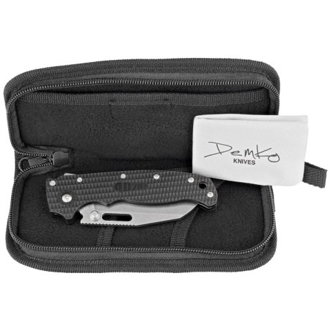 Nóż składany Demko AD20.5 Shark Foot Black Grivory, Stonewashed D2 by Andrew Demko (205-BLK-D2-EP) Demko Knives