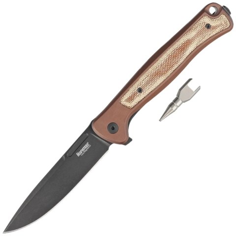 Nóż składany LionSteel Skinny Earth Aluminium/Natural Canvas Micarta, Old Black MagnaCut by Molletta (SK01A EB) LionSteel