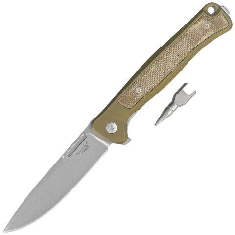 Nóż składany LionSteel Skinny Green Aluminium/Green Canvas Micarta, Stonewashed MagnaCut by Molletta (SK01A GS) LionSteel