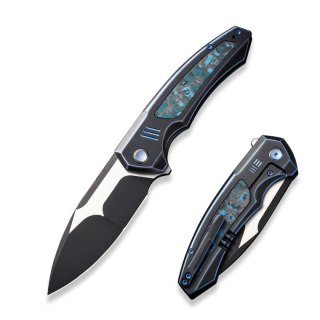 Nóż składany WE Knife Hyperactive Black Titanium/Arctic Storm Fat Carbon, Black Stonewashed/Satin Vanax (WE23030-3) WE Knife