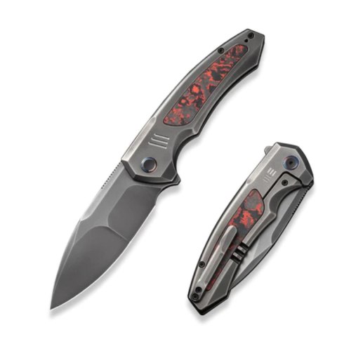 Nóż składany WE Knife Hyperactive Polished Gray Titanium/Lava Flow Fat Carbon, Polished Gray Vanax (WE23030-2) WE Knife