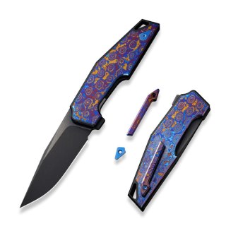 Nóż składany WE Knife OAO (One And Only) Black Titanium/Timascus, Black Stonewashed Bevels/Black Brushed CPM 20CV by Tashi Bharu WE Knife