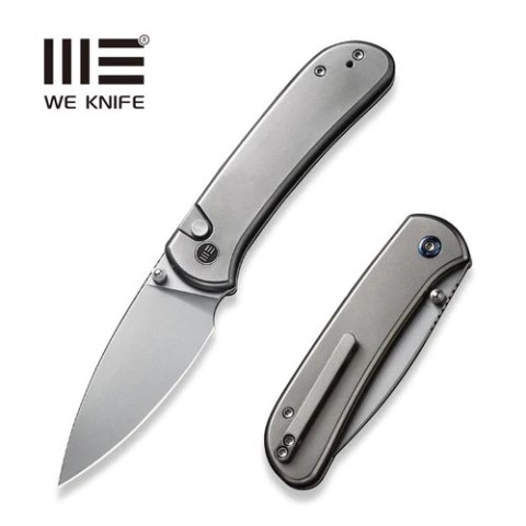 Nóż składany WE Knife Qubit Bead Blasted Titanium, Polished Bead Blasted CPM 20CV (WE22030F-2) WE Knife