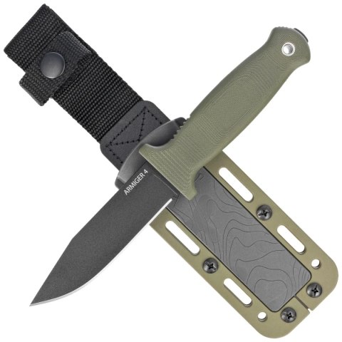 Nóż Demko Armiger 4 Clip Point OD Green TPR, Black Powder Coated 80CrV2 by Andrew Demko (ARM4-80CrV2-OD-CLP) Demko Knives