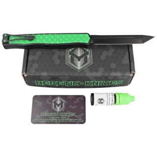 Nóż automatyczny OTF Heretic Cleric II T/E Toxic Green/Black Aluminium, Black DLC MagnaCut by Tony Marfione Jr. Heretic Knives