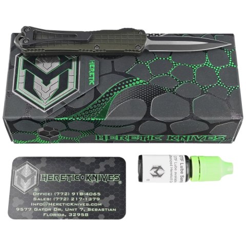 Nóż automatyczny OTF Heretic Manticore S D/E Green Frag Aluminium, Black/Satin MagnaCut by Tony Marfione Jr. Heretic Knives