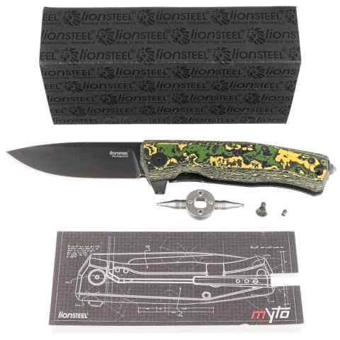 Nóż składany LionSteel Myto Toxic Storm Fat Carbon, Old Black MagnaCut by Molletta (MT01 MC TS) LionSteel